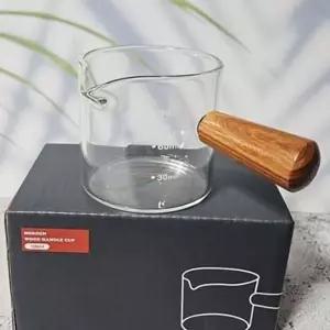 내열 유리 잔 우드 손잡이 유리 잔 에스프레소 핸들 홈카페 소스
