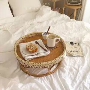 낮은 라탄테이블 대나무 원형탁자 티테이블 미니찻상