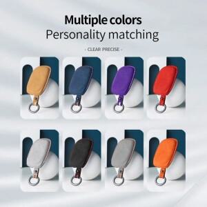 Alcantara LYNK & CO Z10 용 자동차 키 케이스 스웨이드 가죽 키체인 액세서리 스마트 원격 보호대 커버 쉘