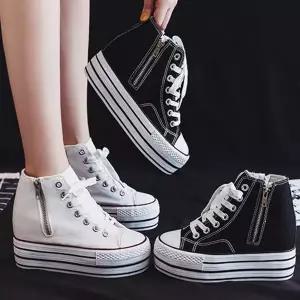 캔버스화 키높이 로우 통굽 여성 캔버스화 운동화 학생 스니커즈