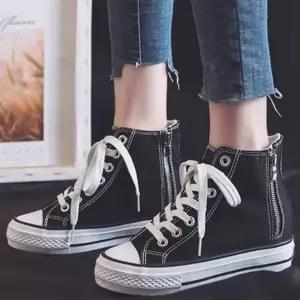 캔버스화 키높이 스니커즈 운동화 여성 캔버스화 하이 지퍼