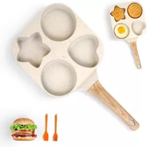 SJDHAHC 논스틱 4컵 분할 그릴 프라이팬 7.5인치 한 화강암 계란 안티 스칼드 손잡이 요리에 이상적임