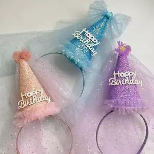 파티용 머리띠 왕관 메쉬 이벤트 생일 파티 머리띠 선물 재사용 가벼운 장식용 편안한 어린이 아동 장식