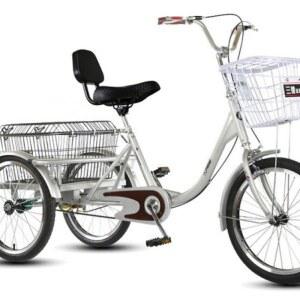 성인 어른 어른용 세발자전거/실버 알루미늄링 등받이 세발 뒷좌석 16인치