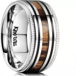 킹 윌 6mm/8mm 티타늄 스테인리스 스틸 링 남성용 웨딩 밴드 약혼 반지 컴포트 핏