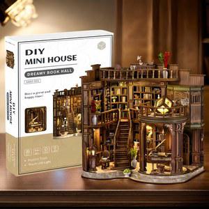 레트로 드림 북홀 DIY 나무집 피규어 선물용 성인 장식 키트 조명 데스크 LED 수제