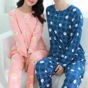 기모 안감 겨울용 커플 파자마 투피스 실내복잠옷