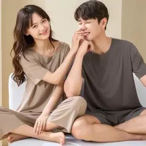 아이스 커플 반팔 파자마 여름 홈웨어