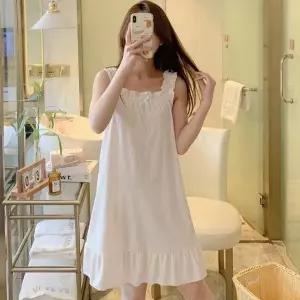 여름용 시어서커 리본 잠옷 원피스 간절기 실내복