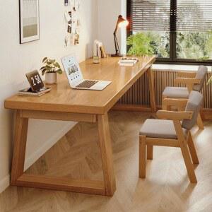 컴퓨터책상 2인용 공부 인용 사무실 듀얼모니터 원목거실 일자형 게이밍책상 컴퓨터 시트