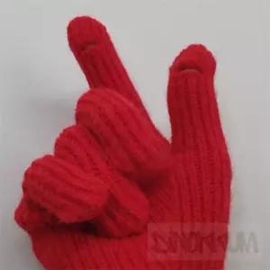 디노꿈 터치 골지 니트장갑 빨강 손가락구멍장갑