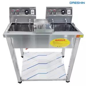 업소용 전기튀김기 DS200STN 치킨튀김기 2구 스텐