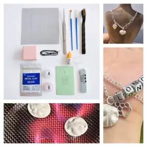 호환  5G 실버 클레이 도구 세트 수제 DIY 창작 펜던트 장식품 보석 보조 도구 세트 실버 클레이 펜던트 키