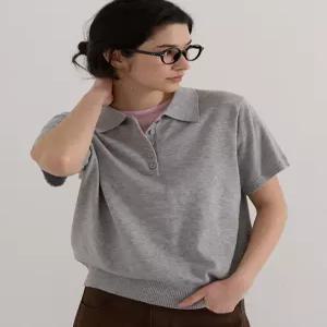 [제작] 모던 베이직 카라 반팔 니트 86595 빅사이즈 여성의류