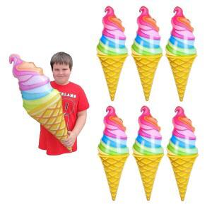 Zugar Land 무지개 아이스크림 콘 팽창 (83.8cm(33인치)) 비닐. (6팩) 다채로운 대형 소프트 소용돌이 디스플레이 장식 풍선