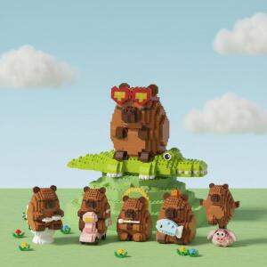 사랑스러운 만화 동물 나노 브릭 카피바라 마이크로 다이아몬드 블록 건축 모델 교육용 장난감 어린이 선물