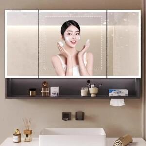 욕실 LED 캐비닛 세면대 가구 벽걸이 공간 알루미늄 거울 조명 통합 스토리지 랙