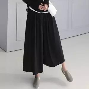 여성 봄 가을 주름 스판 와이드 통바지 치마바지 밴딩 팬츠 PN0726S 빅사이즈 루즈핏
