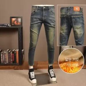 캐주얼 남성패션 트렌드 청바지 기모 슬림핏 스판 스키니진 9부 DL4