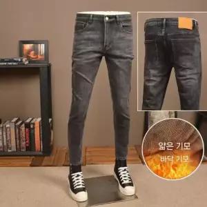 바지 회색 캐주얼 겨울 남성패션 스키니 청바지 스판 트렌드 슬림핏 기모 DL4