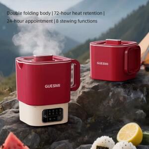1500ML 접이식 전기 주전자 여행용 가열 컵 분리형 휴대용 요리 냄비 조절 가능한 온도 220V
