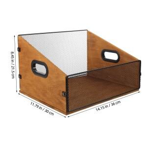 소박한 나무풍 비닐 보관함 손잡이가 있는 튼튼한 레코드 앨범 책 사진을 위한 대용량