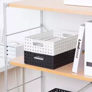 도트 손잡이 논슬립 정리박스 화이트