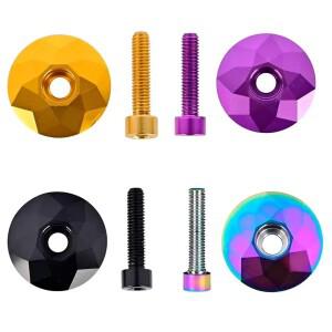 호환 NANLIO 헤드셋 탑 캡 31.8/28.6mm CNC 다이아몬드 컷 양극 처리 된 레인보우/크롬/골드/블랙 20g MTB