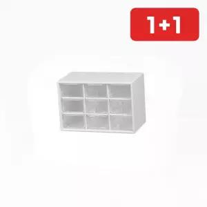 책상위 소품 미니서랍함 9칸 투명서랍 악세사리 책상정리함  1+1