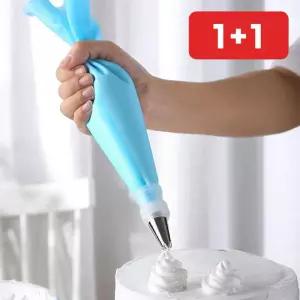 재사용 홈베이킹 실리콘 짤주머니 케이크 모양깍지 파이핑백 6p  1+1