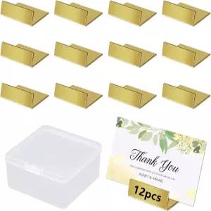 YJNBEST 골드 테이블 번호 홀더 플레이스 이상적입니다12개 및 그림 있는 보관함이 황동 스탠드 카드