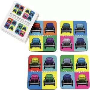 브리사 폭스바겐 컬렉션 MDF 코팅과 적용된 버그 코크 글라스 코스터4피스 드링크 세트멀티컬러 비틀