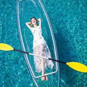 투명 카약 수상 고무보트 물놀이 보트 투명배 패들 크리스탈