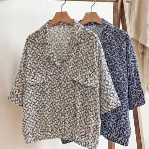 [다잇템] 여자 클래식 패턴 카라 빅사이즈 반소매 SS 쿨링 셔츠_24637737_588872