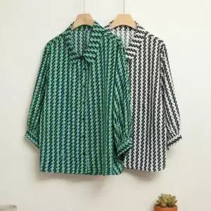 [다잇템] 여자 출근룩 패턴 클래식 롱슬리브 블라우스 셔츠_24637736_588872