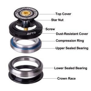 호환 ZTTO MTB 로드 바이크 내부 스레드리스 헤드셋  SEMI-INTEGRATED CNC 밀폐형 베어링  스트레이트 테이