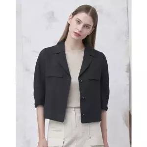 [올리비아로렌]볼륨 슬리브 솔리드 자켓_VOCFU5M4321