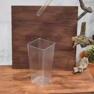 [오너클랜]투명 아크릴 꽃통(사각-대) 14x30cm /투명 휴지통/투