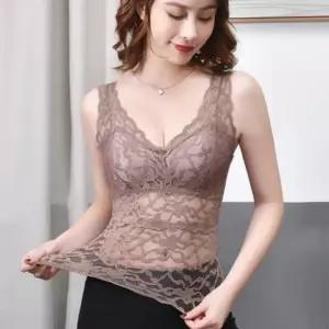 캡 내장 여성용 레이스 이너웨어 캐미솔