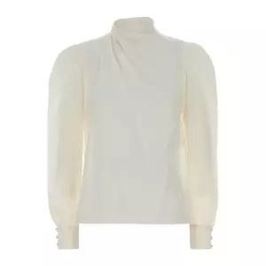 하이넥 퍼프 실크 블라우스 FABX4334F3057 0822