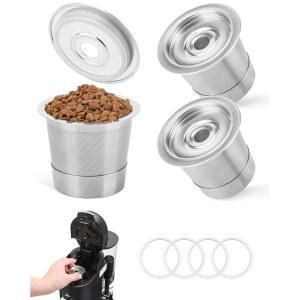 닌자 커피 메이커 CFP101 및 스틸 K 듀얼 재사용 PB051-304 가능한 스테인리스 필터용 싱글 메이커용 포드 - 컵 3팩 액세서리 서브 브루