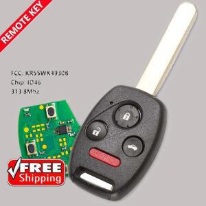 4버튼 FCC KR55WK49308 원격 자동차 차량용 호환 키 313.8MHz ID46 for Honda Pilot Accord 2008