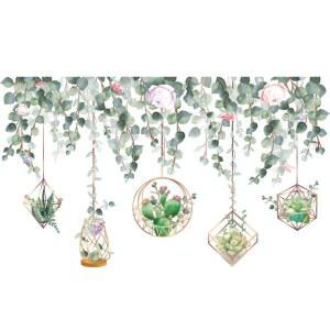 벽 인테리어 데칼 수입 열대 꽃무늬벽지 포인트 시트지 꽃 스티커 홈 녹색 벽지 거실 데코