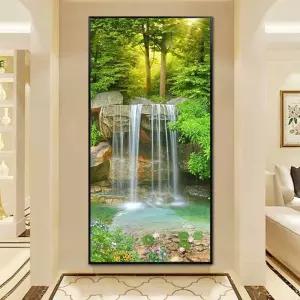 현관액자 폭포그림 풍수지리 대형 거실 복도 개업