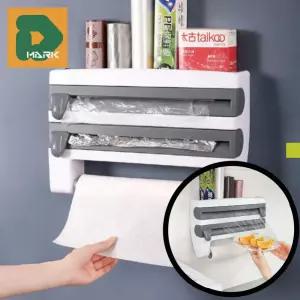 올인원 랩거치대 일체형 홀더 공간 수납 호일 주방 정리대 주방 용품 키친타올 랩 거치 벽걸이 커터기 활용