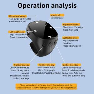 터치 스마트 손가락 끝 링 원격 제어 무선 블루투스 휴대폰 셀카 마우스 비디오 자동 페이지 터너 탐색