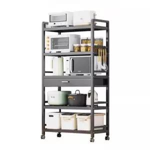 밥솥 전자레인지 선반 수납 이동식 주방 블랙 수납장