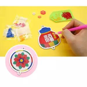 전통모양 보석비즈 자수 노리개 공작키트 2개 교육기관 미술학원 교구세트 놀이용 학교