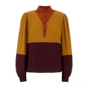 컬러블록 실크 블라우스 857185Y100W 6753