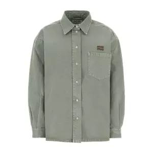 로고 자수 체스트 포켓 개버딘 셔츠 MK2018SOOO1350 F0089